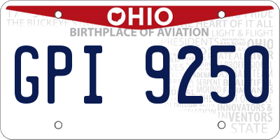 OH license plate GPI9250