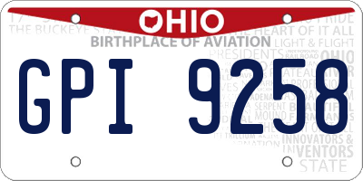 OH license plate GPI9258