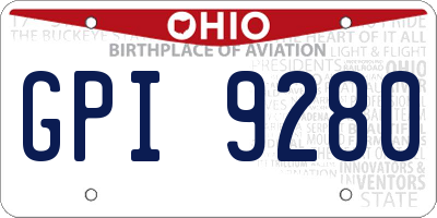 OH license plate GPI9280
