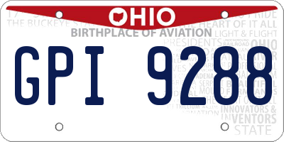 OH license plate GPI9288
