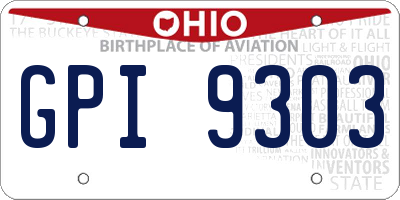 OH license plate GPI9303
