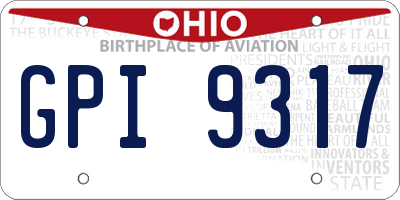 OH license plate GPI9317