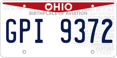 OH license plate GPI9372