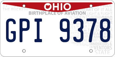 OH license plate GPI9378