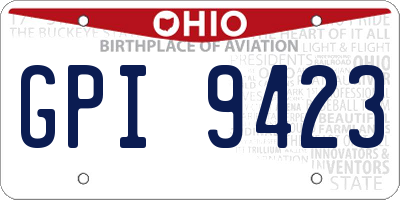 OH license plate GPI9423