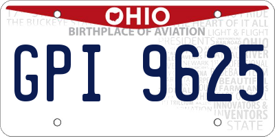 OH license plate GPI9625