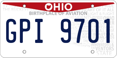 OH license plate GPI9701