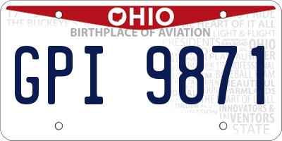 OH license plate GPI9871