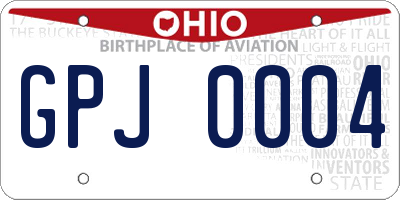 OH license plate GPJ0004