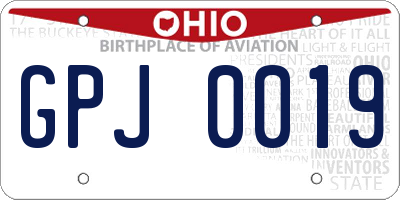 OH license plate GPJ0019