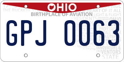 OH license plate GPJ0063