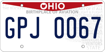 OH license plate GPJ0067