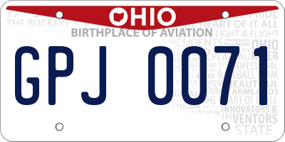 OH license plate GPJ0071