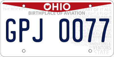 OH license plate GPJ0077