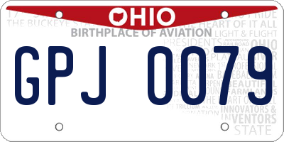 OH license plate GPJ0079