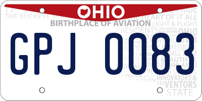 OH license plate GPJ0083
