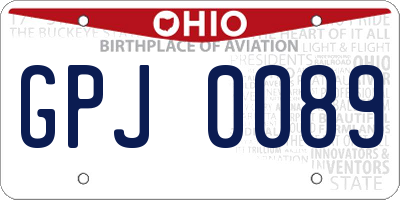 OH license plate GPJ0089
