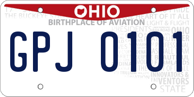 OH license plate GPJ0101