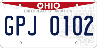 OH license plate GPJ0102
