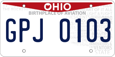 OH license plate GPJ0103