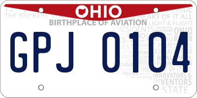 OH license plate GPJ0104