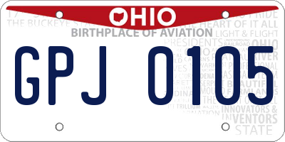 OH license plate GPJ0105