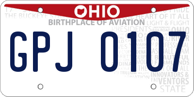 OH license plate GPJ0107
