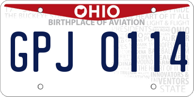 OH license plate GPJ0114