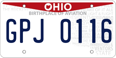 OH license plate GPJ0116