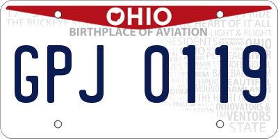 OH license plate GPJ0119