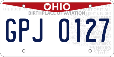 OH license plate GPJ0127