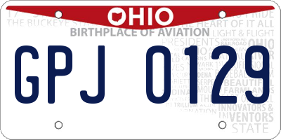 OH license plate GPJ0129