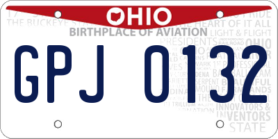 OH license plate GPJ0132