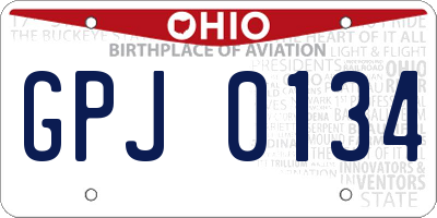 OH license plate GPJ0134