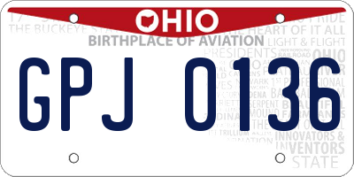 OH license plate GPJ0136