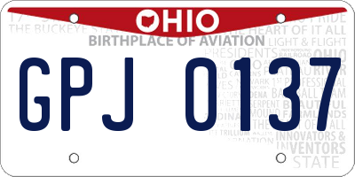 OH license plate GPJ0137