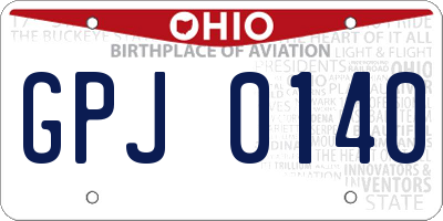 OH license plate GPJ0140