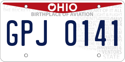 OH license plate GPJ0141
