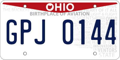 OH license plate GPJ0144