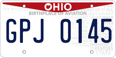OH license plate GPJ0145