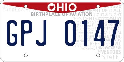 OH license plate GPJ0147