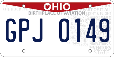 OH license plate GPJ0149