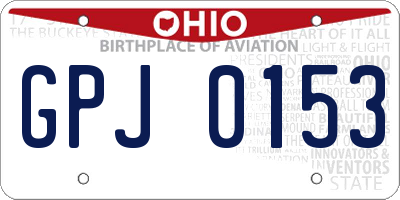 OH license plate GPJ0153