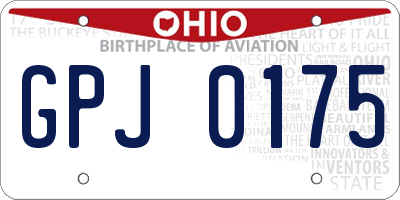 OH license plate GPJ0175