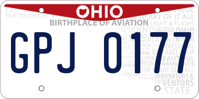 OH license plate GPJ0177