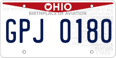 OH license plate GPJ0180