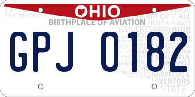 OH license plate GPJ0182