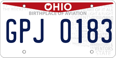 OH license plate GPJ0183