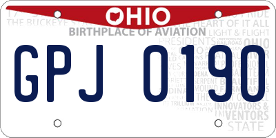 OH license plate GPJ0190