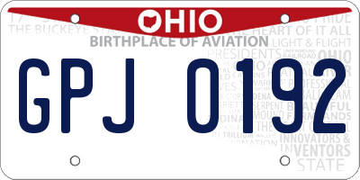 OH license plate GPJ0192